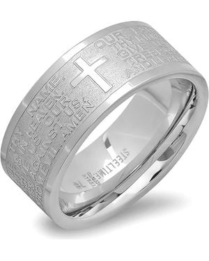 Steeltime Lord's Prayer Band Ring - Gray