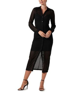 Astr Tawna Long Sleeve Midi Dress - Black