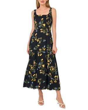 Ted Baker Lemon Print Sleeveless Pleated Midi Dress - Black