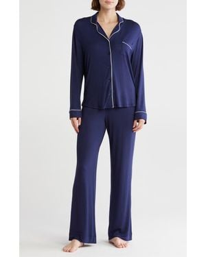 Nordstrom Rack Collared Knit Pajama Set - Blue