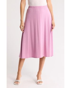 Go Couture Flared Midi Skirt - Pink