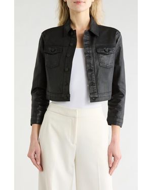 L'Agence Koda Coated Denim Crop Jacket - Black