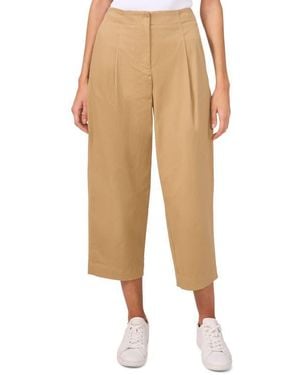 Halogen® Pleated Front Barrel Leg Twill Pants - Natural