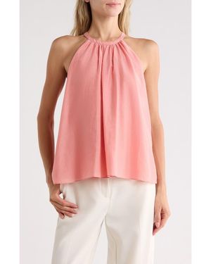 Alice + Olivia Erna Halter Neck Cotton & Silk Shell - Red