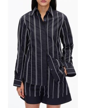 3.1 Phillip Lim Wave Embroidered Long Sleeve Shirt - Blue