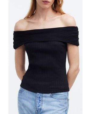 Madewell Rib Off The Shoulder Top - Black
