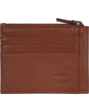 CHAMPS Zip Leather Card Case - Brown