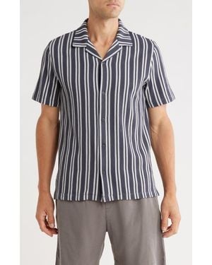 Tahari Stripe Jacquard Camp Shirt - Blue