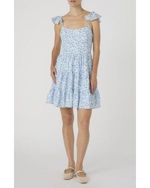French Connection Kiva Tiered Crepe Minidress - Blue
