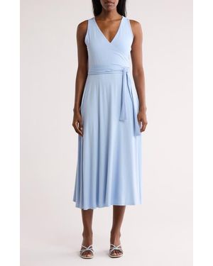 Loveappella Wrap Midi Dress - Blue
