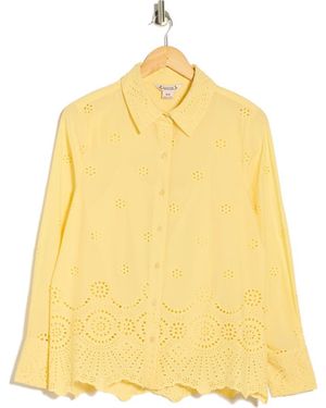 Nanette Lepore Long Sleeve Eyelet Top - Yellow