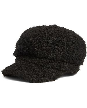 Vince Camuto Bouclé Newsboy Cap - Black