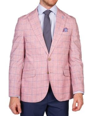 Tailorbyrd Textured Yarn Dyed Windowpane Sport Coat - Pink