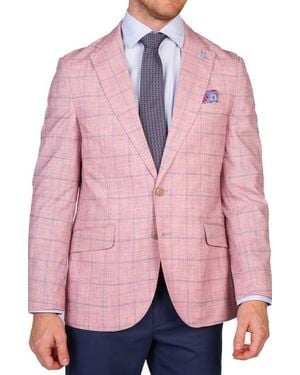 Tailorbyrd Textured Yarn Dyed Windowpane Sport Coat - Pink