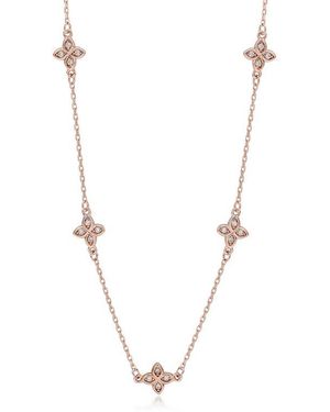 Suzy Levian Cubic Zirconia Flower Station Necklace - Blue
