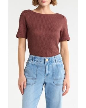 DR2 by Daniel Rainn Boat Neck Knit T-Shirt - Red