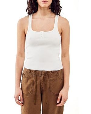 BDG Ryan Henley Rib Tank Top - White