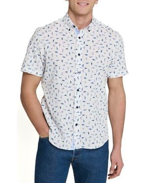 Con.struct Sailboat Print Short Sleeve Seersucker Button-Up Shirt - White