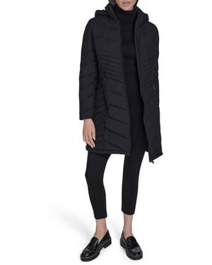 Calvin Klein Water Resistant Chevron Quilted Puffer Jacket - Black