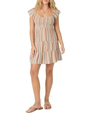 O'neill Sportswear Della Smocked Tiered Minidress - Natural
