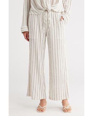 Caslon Stripe Textured Crop Wide Leg Pants - White