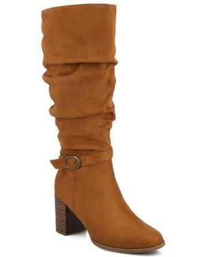 Journee Collection Fernanda Ruched Boot - Brown