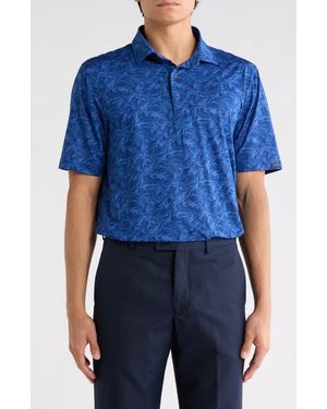 Greg Norman Deep Dive Print Knit Polo - Blue