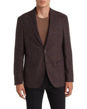 Jack Victor Midland Soft Constructed Plaid Wool Blend Sport Coat - Brown