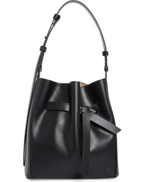BCBGMAXAZRIA Knotted Faux Leather Bucket Bag - Black