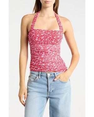 AFRM LOS ANGELES Kenzie Mesh Halter Top - Pink