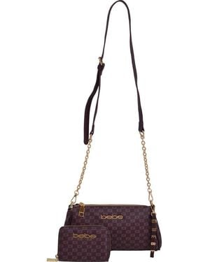 Bebe Adela Monogram Crossbody Baguette With Wallet - Red
