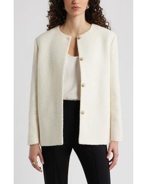 Nordstrom Collarless Pleat Back Jacket - Natural