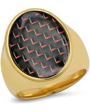 Steeltime 18K Plated Stainless Steel Resin Signet Ring - Metallic