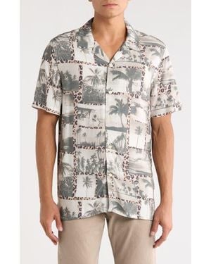 INDUSTRY REPUBLIC CLOTHING Palm Print Camp Shirt - Gray