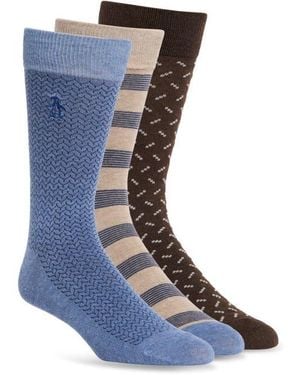 Original Penguin Bristol Neat 3-Pack Assorted Dress Socks - Blue