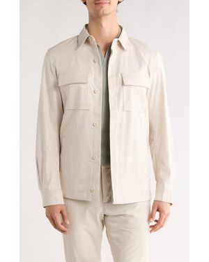 Bugatchi Linen & Cotton Button-Up Shirt Jacket - Natural