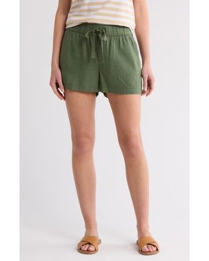 Caslon Drawstring Linen Blend Shorts - Green
