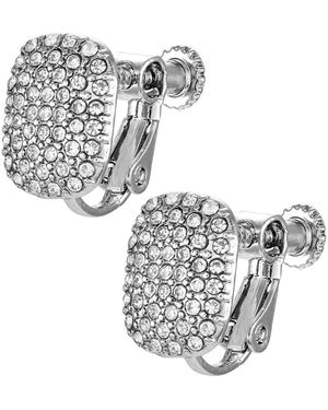 Tahari Crystal Clip-On Button Earrings - Metallic