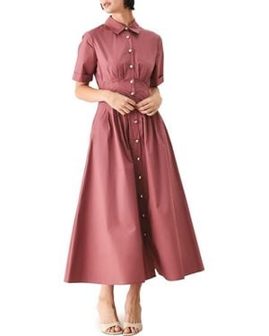 FREEMARKET Pleated Cotton Shirtdress - Red