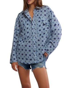 Free People Hidden Flower Button-Up Shirt - Blue