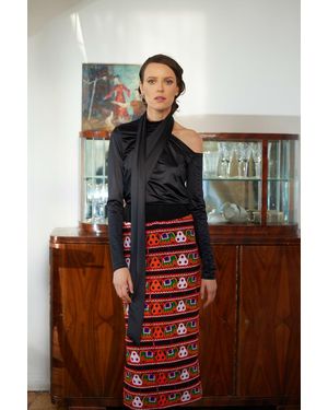 Julia Allert Brand Mid-calf Embroidered Skirt - Multicolor