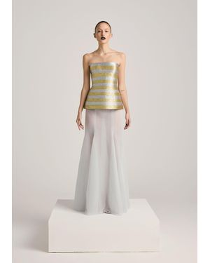AKHL The Metallic Sculpted Bustier + Ice Sheer Metallic Skirt - Natural