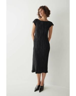 Tamar Keburia H-line Sleeveless Midi Pleated Dress - Black