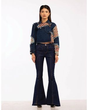 TŌPA Yahnaa Denim Flare Pants - Blue