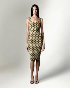 Maison de H Gilded Circular Motif Knit Dress - Multicolor