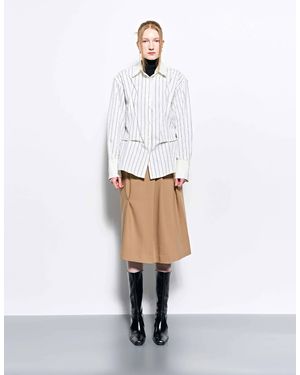 KIMZISU Pinched Stripe Oversized Shirts - White