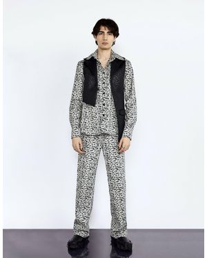 Vidi Blak Black Armadillo Embossed Neoprene Asymmetric Waistcoat - White