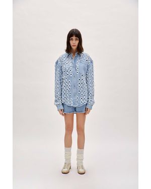 Pcfg Perforated Denim Shirt - Blue