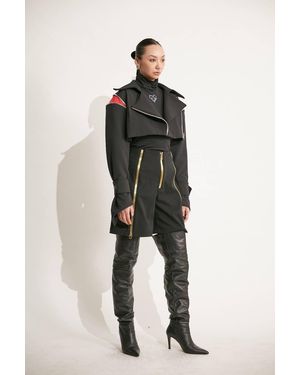 JENN LEE Cropped Jacket With Vintage Zipper - Black