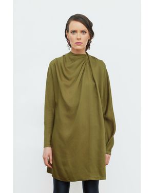 Julia Allert Brand Loose-fit Mini Dress Satin Olive - Green